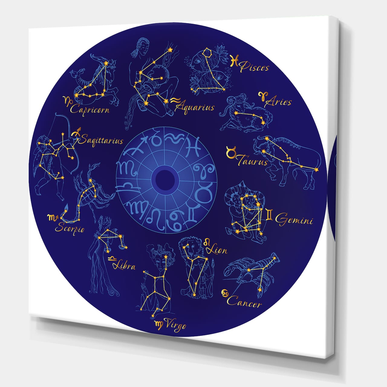 Designart - Zodiac With Constellations and Zodiac Signs - Modern Canvas Wall Art Print